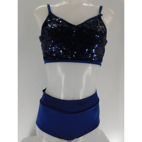 Kelle Other Dance Costume Kelle Navy Lyrical 2 Pc Navy Blue Medium Adult Contemporary Sequi